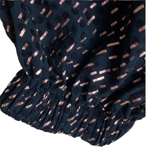 Lé Rumi Black Cocktail Mini Dress Rose Gold METALLIC Open Back Women's Size SM - Picture 5 of 8